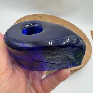 Cobalt Blue Blenko Candle Holder Tear Drop Taper Candle Holders Mid Century Mode